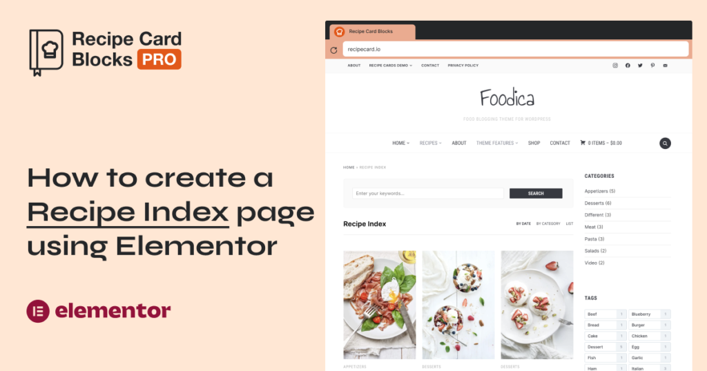 Create a Recipe Index page using Elementor