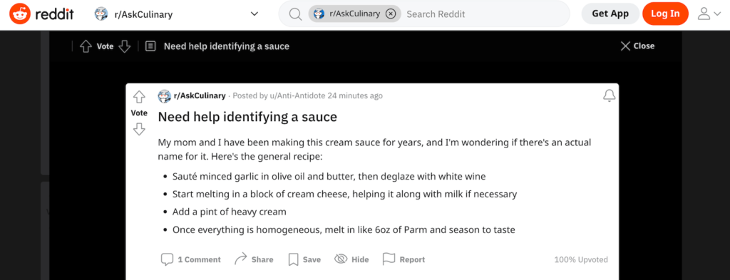 Cooking reddit community