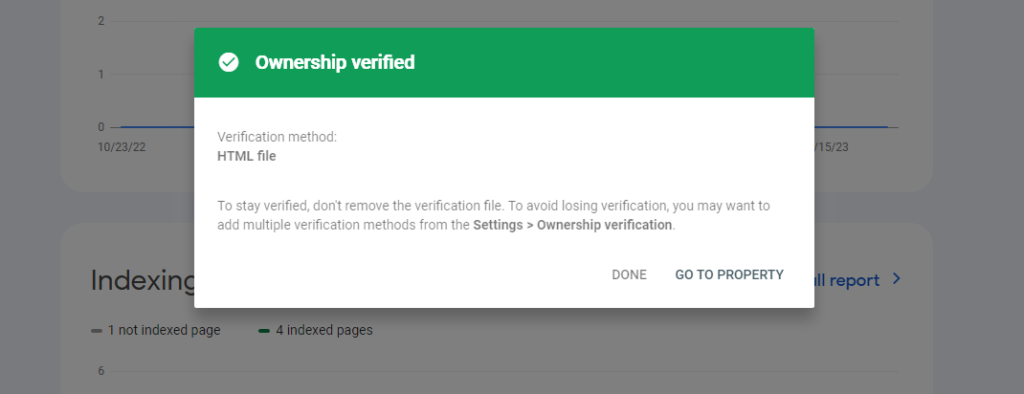 Verifying ownership in Google Search Console