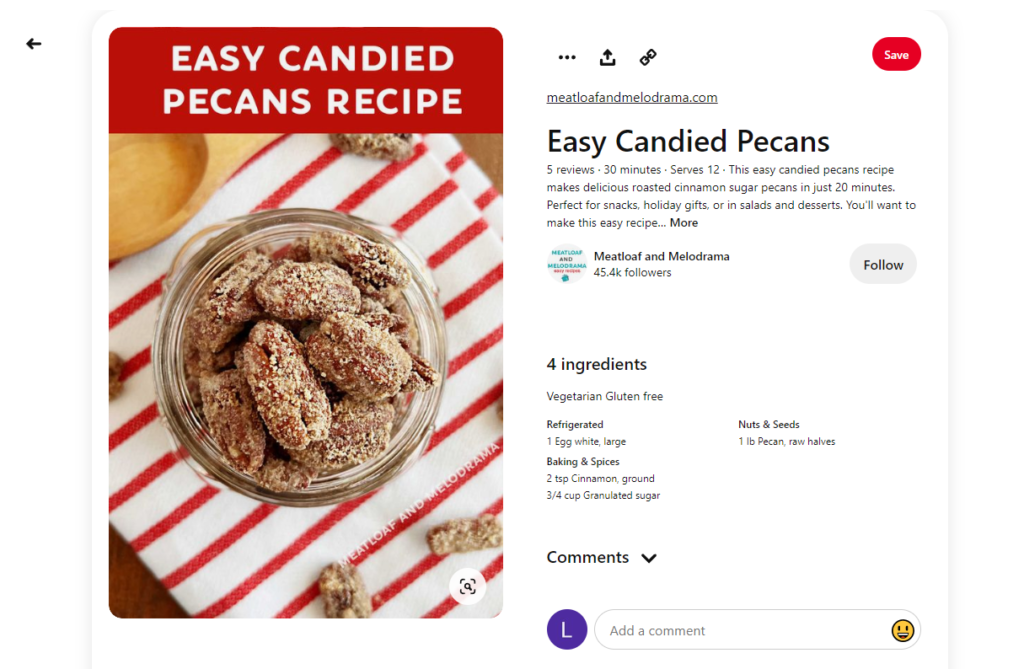 Recipe Rich Pins example