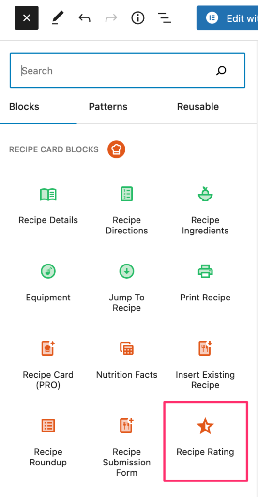 Recipe Rating Shortcode and Block
