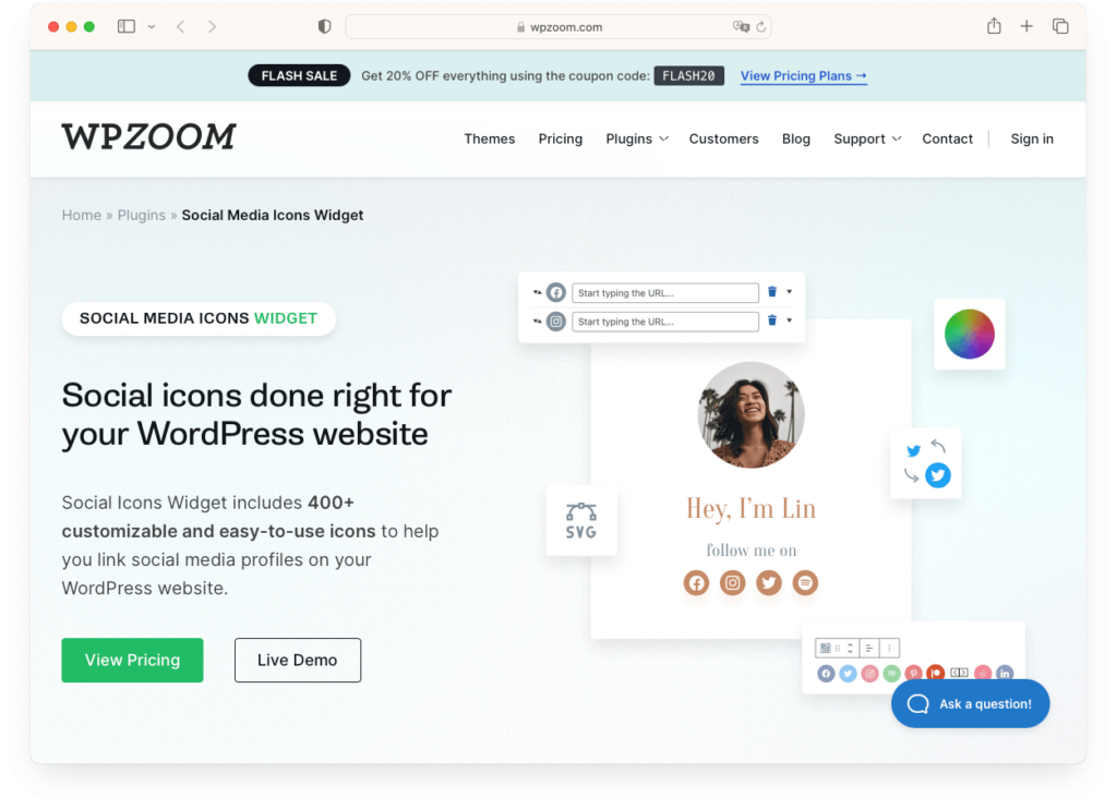 Social Icons Widget & Block by WPZOOM